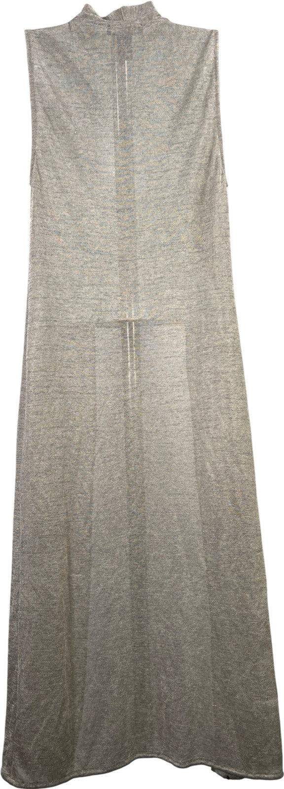 White House Black Market Women’s Gray Metallic Sleeveless Duster Cardigan - S