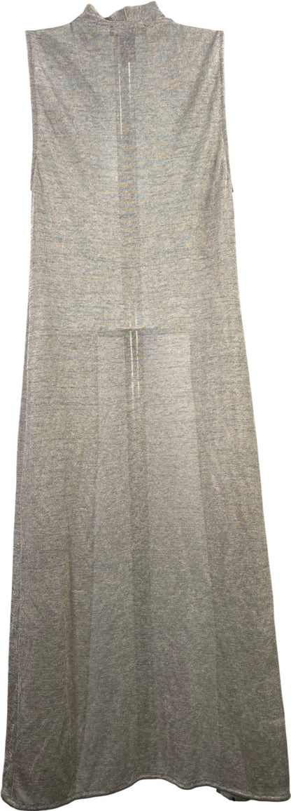 White House Black Market Women’s Gray Metallic Sleeveless Duster Cardigan - S