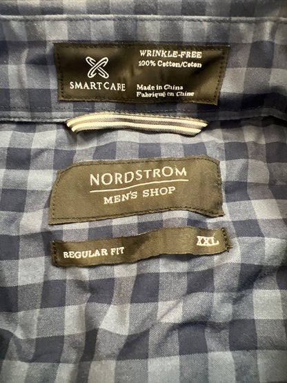 Nordstrom Men’s Blue Plaid Regular Fit Long Sleeve Button Up Shirt - XXL