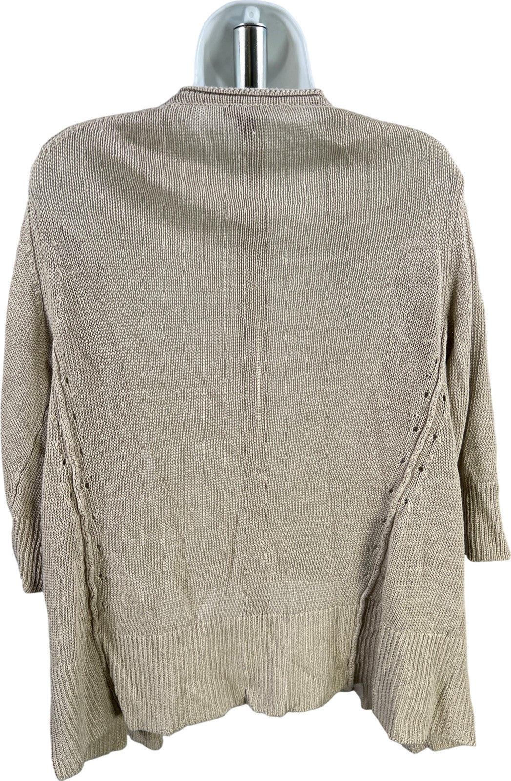 J.Jill Women’s Beige 1/2 Sleeve Linen Open Cardigan Sweater - M