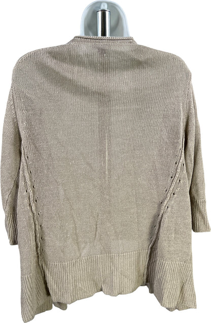 J.Jill Women’s Beige 1/2 Sleeve Linen Open Cardigan Sweater - M