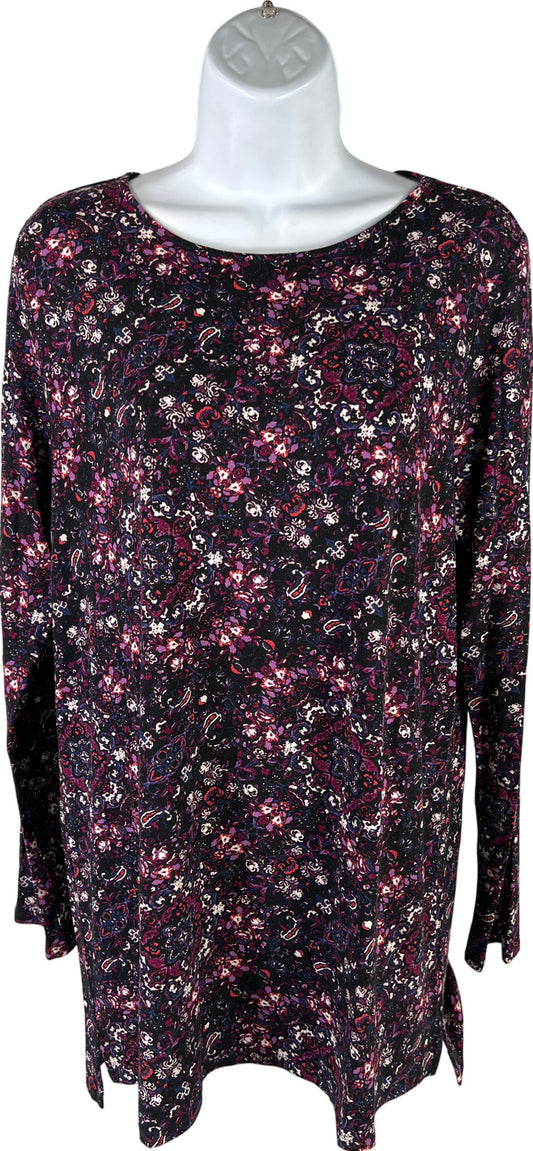 J.Jill Wearever Collection Women’s Purple Floral Long Sleeve Shirt - M