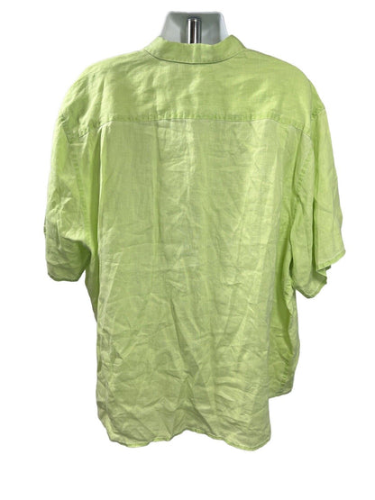 Tommy Bahama Men's Green Linen Short Sleeve Button Up Shirt - Big 3XB