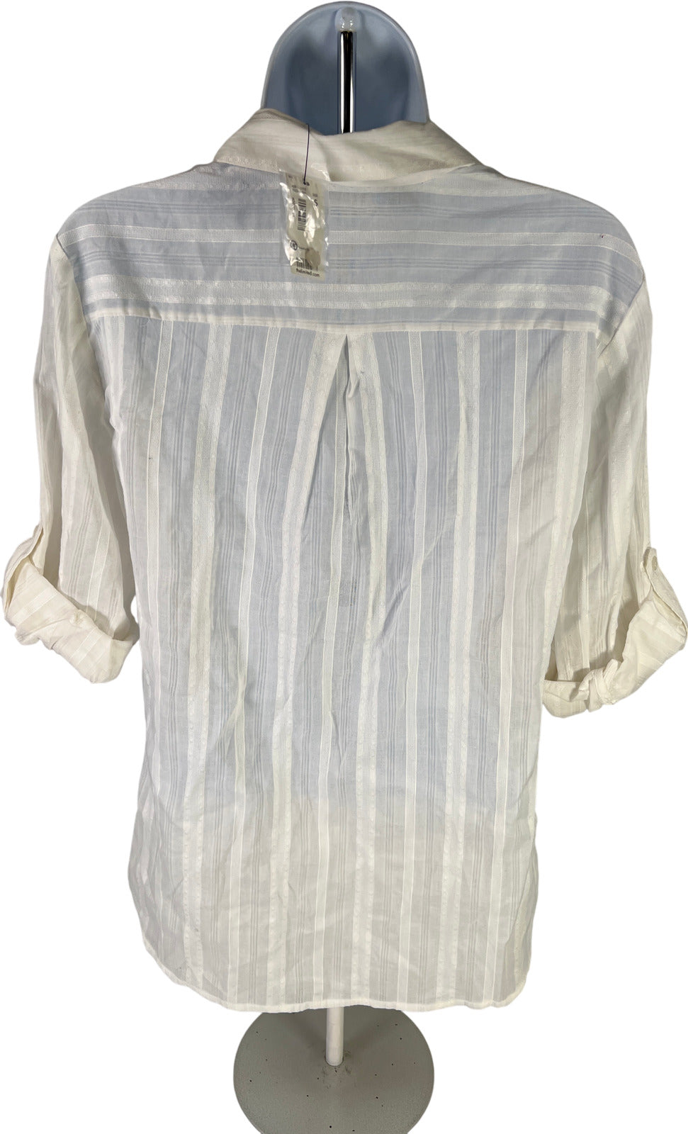 NEW The Limited Women’s White Semi-Sheer Roll Up Sleeve Button Up Shirt - S