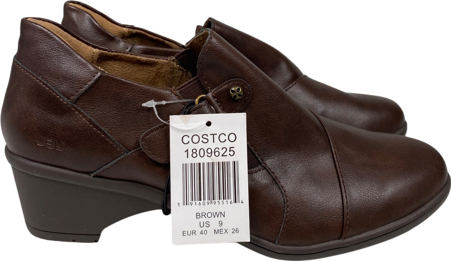 JBU Women’s Brown Faux Leather Kyley Low Heel Ankle Booties - 9