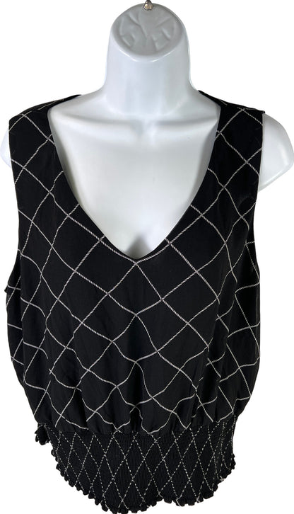 White House Black Market Women’s Black Semi-Sheer Sleeveless Waisted Blouse - 14