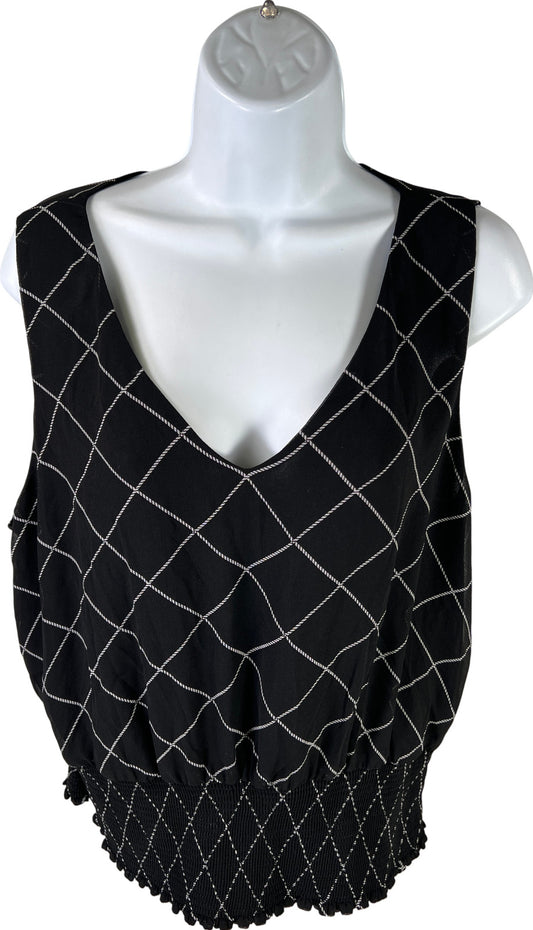 White House Black Market Women’s Black Semi-Sheer Sleeveless Waisted Blouse - 14