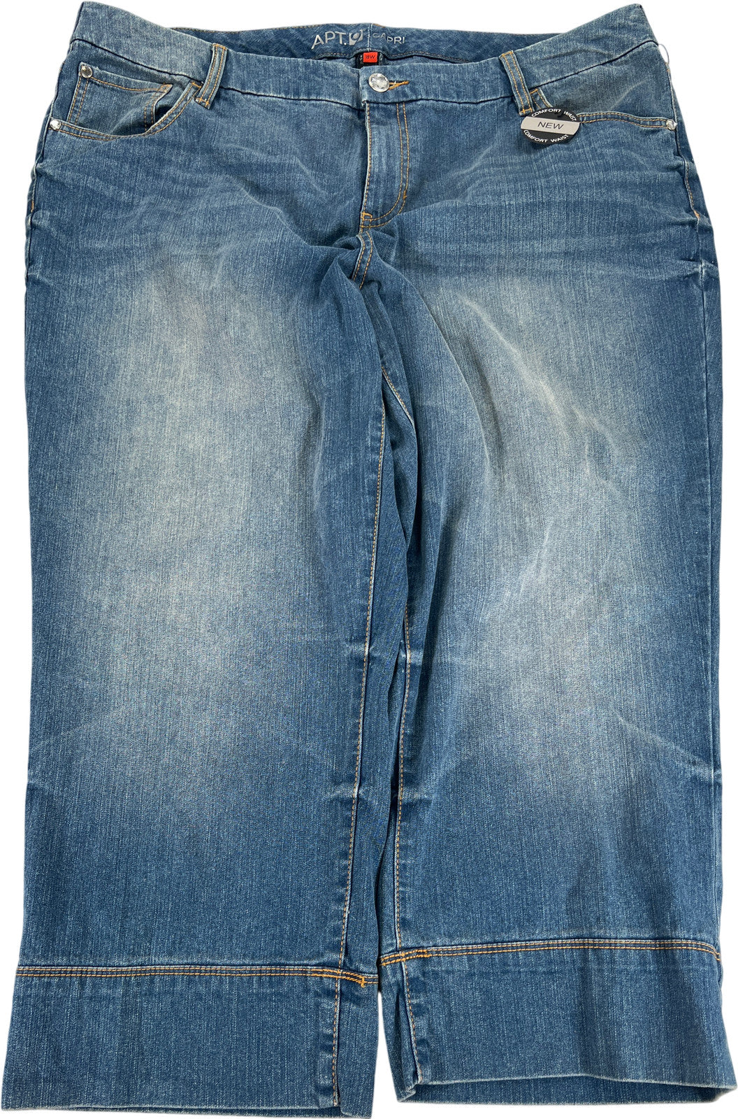 APT 9 Women’s Medium Wash Cuffed Denim Capri Jeans - 18W