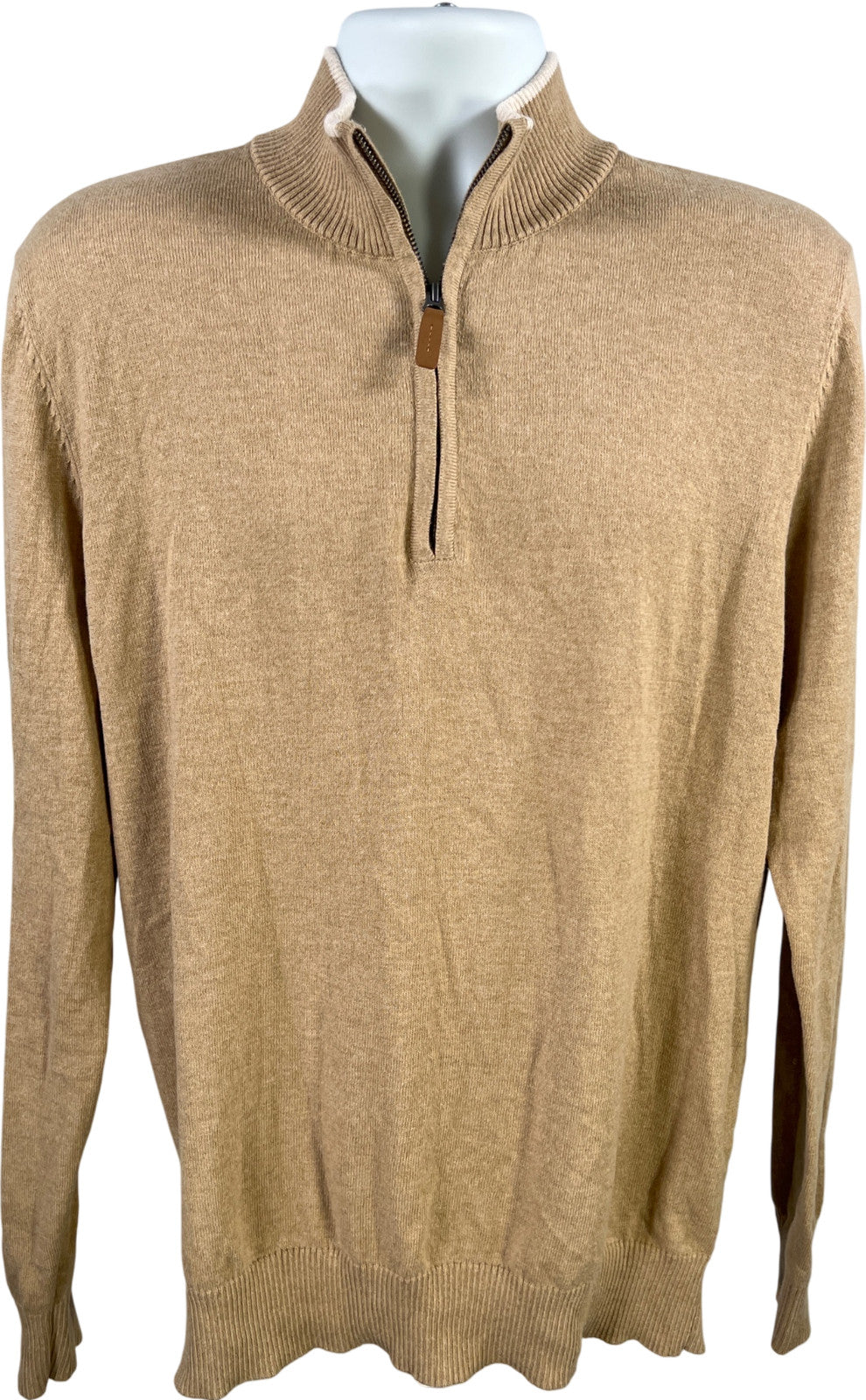St.Johns Bay Men’s Beige Carmel Super Soft 1/4 Zip Pullover Sweater - XL