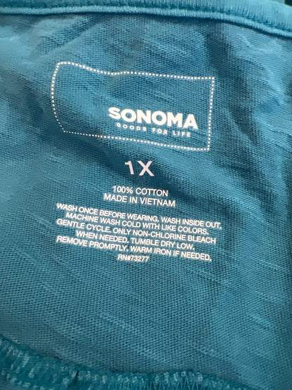 Sonoma Women’s Blue Long Sleeve Button Up Casual Shirt - Plus 1X