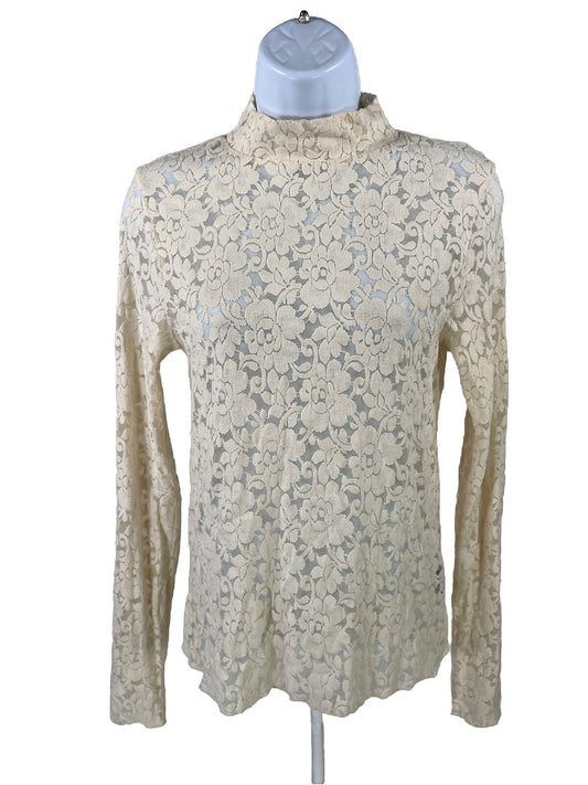 NEW Red by Buckle Women's Ivory Lace Long Sleeve Top Shirt - M