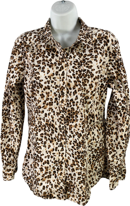 Ariat Women’s Brown Animal Print Long Sleeve Snap Button Up Shirt - L