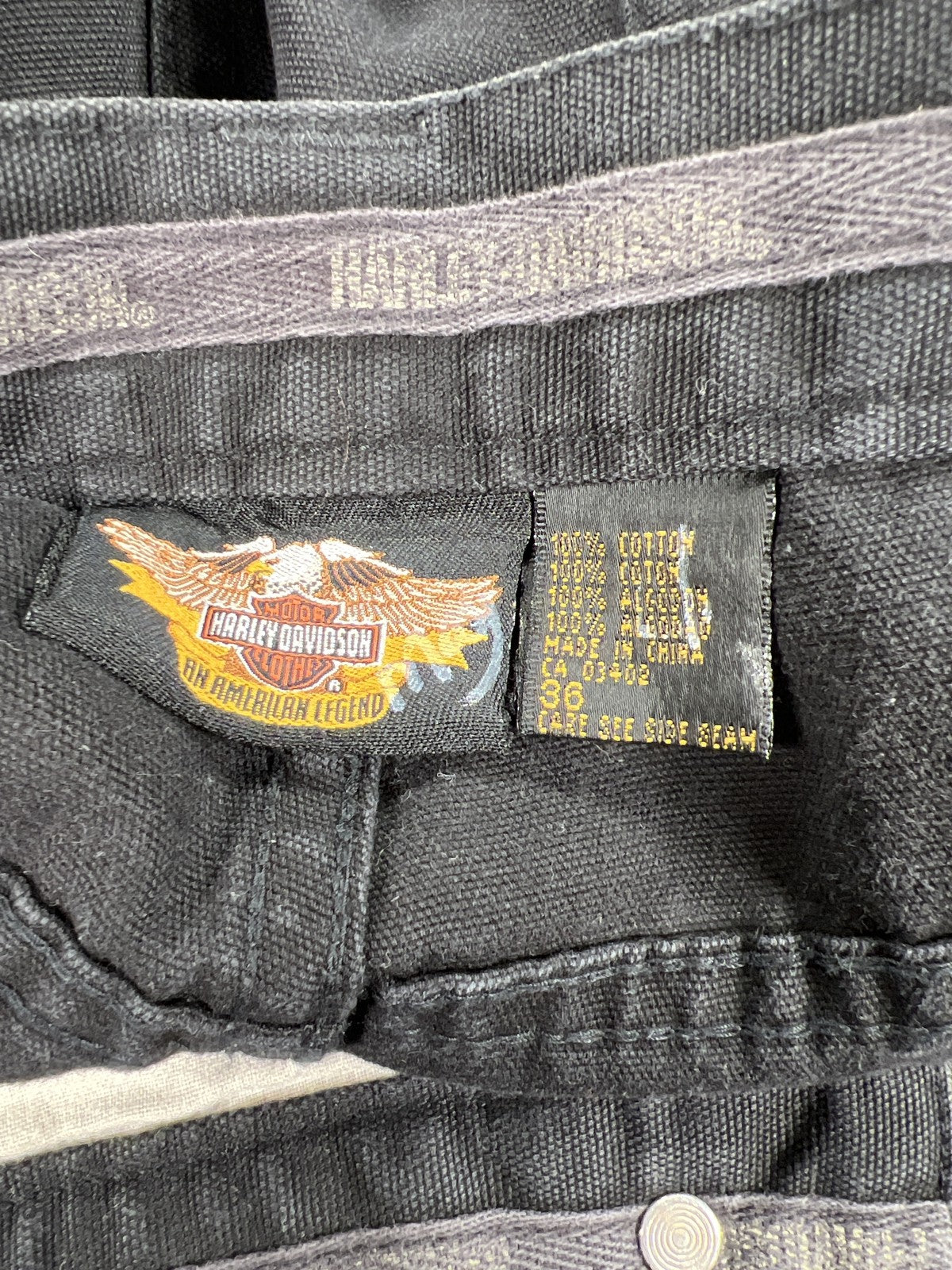 Harley-Davidson Men’s Black Denim 100% Cotton Jeans - 36x29