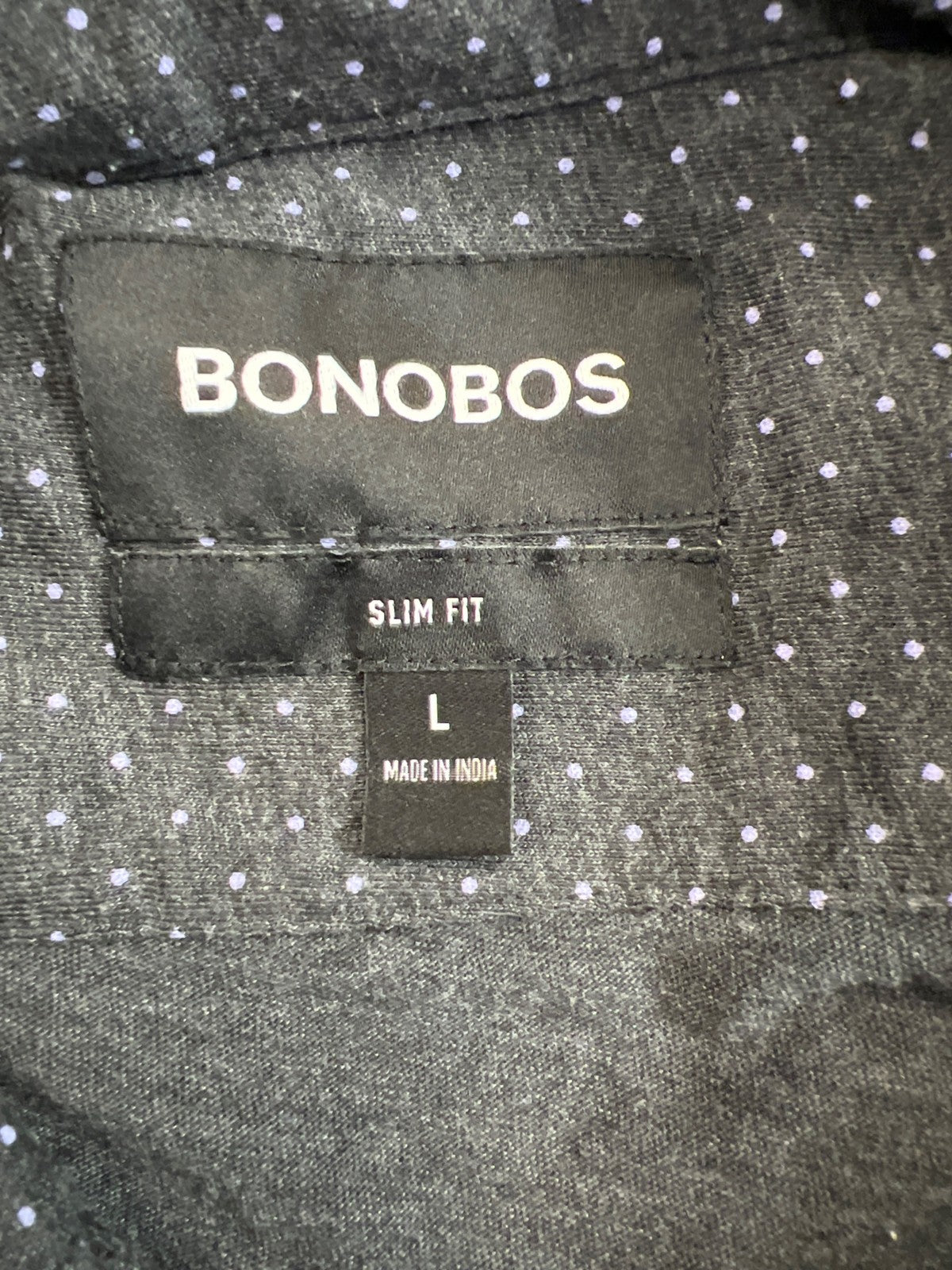 Bonobos Men’s Gray Polka Dot Long Sleeve Slim Fit Button Up Shirt - L