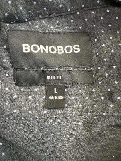 Bonobos Men’s Gray Polka Dot Long Sleeve Slim Fit Button Up Shirt - L