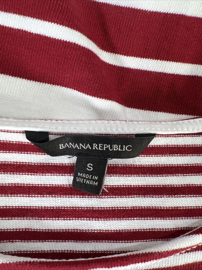 Banana Republic Women's Red Striped Knit Cotton Tank Top - S