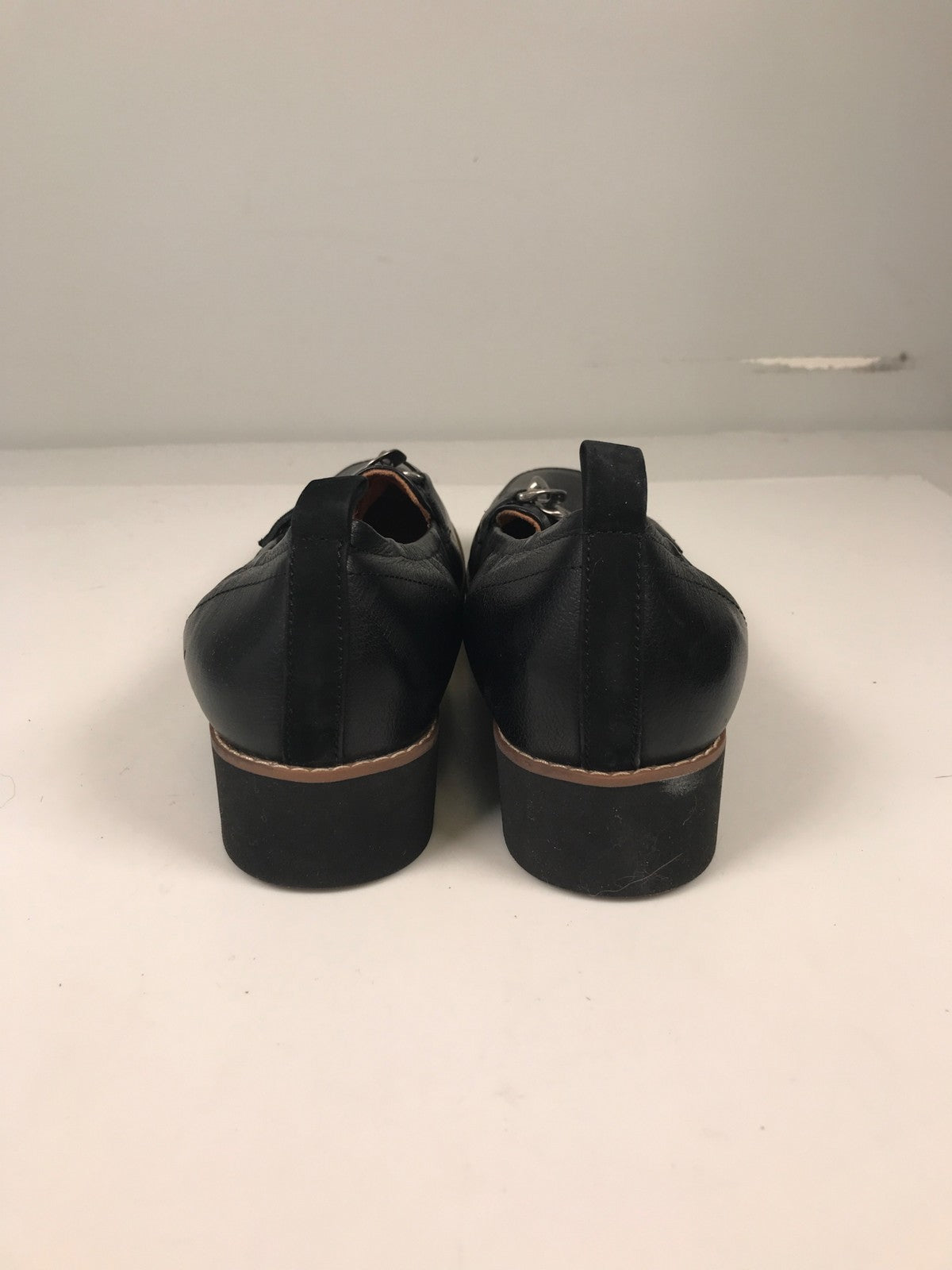 Visonic Women’s Black Leather Cynthia Slip On Platform Loafers - 7.5