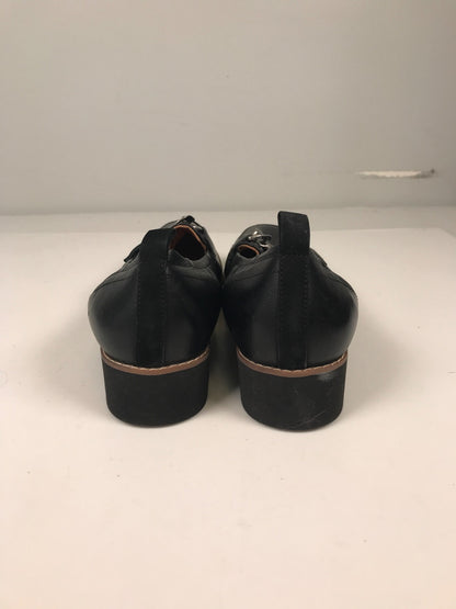 Visonic Women’s Black Leather Cynthia Slip On Platform Loafers - 7.5