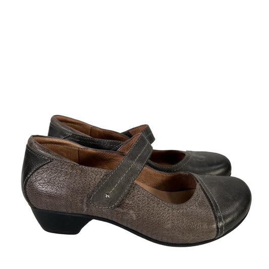 Taos Women's Gray Mambo Leather Mary Jane Comfort Shoes - 7