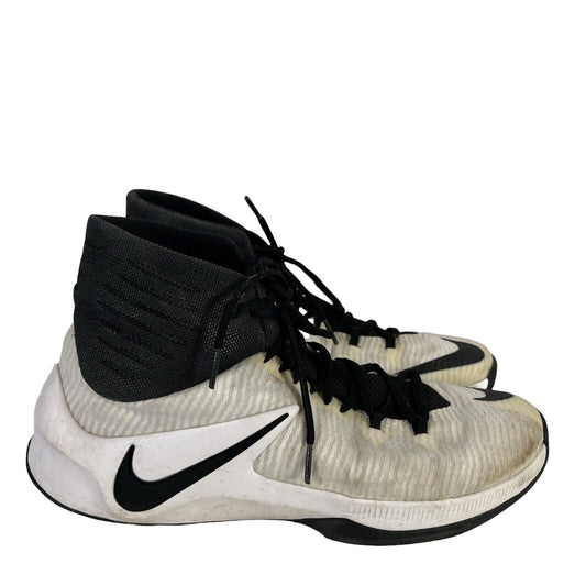 Nike Men's White/Black Clear Out Lace Up Basketball Shoes - 12