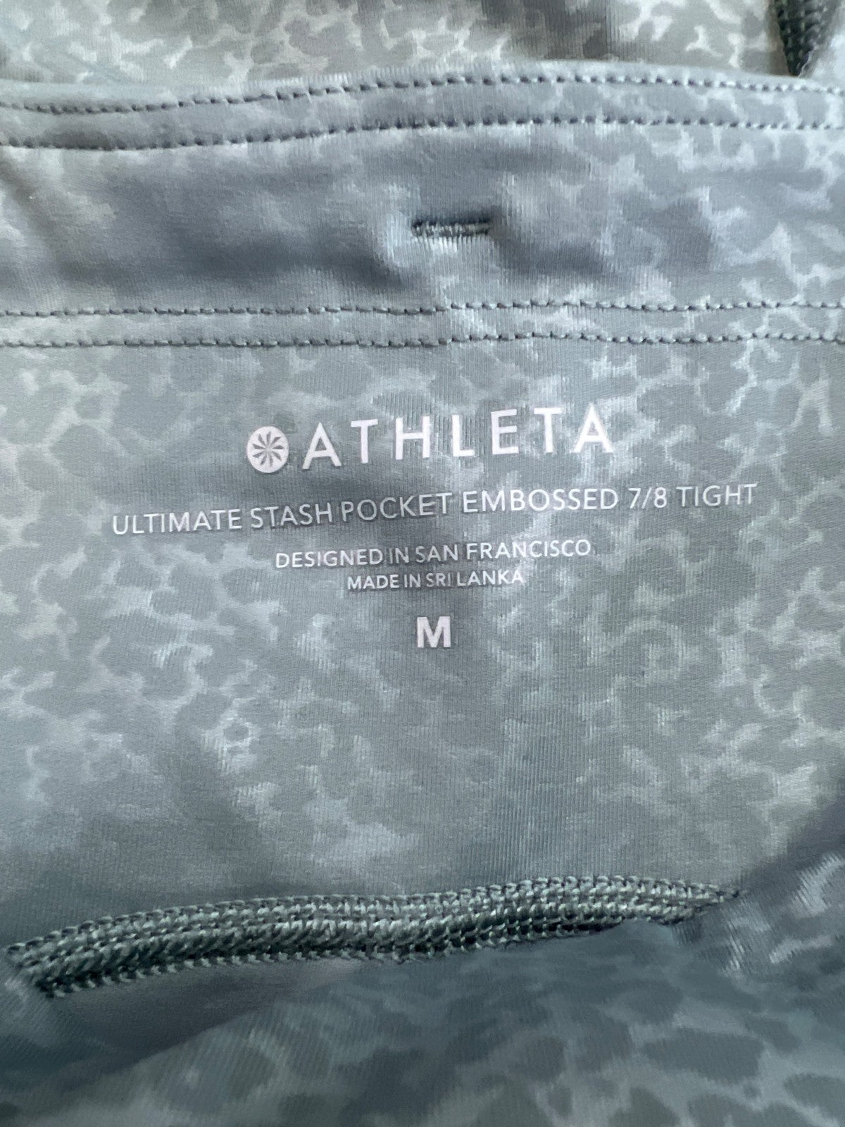 Athleta Women’s Gray Ultimate Stash Pocket Embossed 7/8 Tight Leggings - M