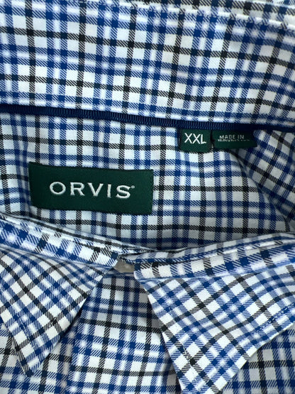 Orvis Men’s Blue Plaid Long Sleeve Button Up Shirt - XXL