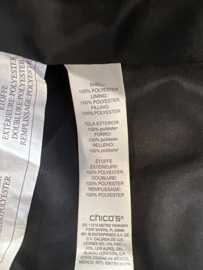 Chico’s Women’s Black/Beige Animal Print Quilted Full Zip Jacket - 3/US XL