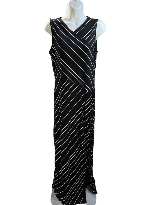 White House Black Market Women's Black Knit Striped Maxi Dress - M