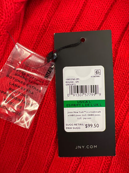 Jone New York Women’s Red Long Sleeve Cable Knit Sweater - L