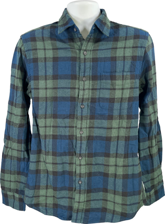 J.Crew Men’s Green/Blue Plaid Flannel Button Up Shirt - M