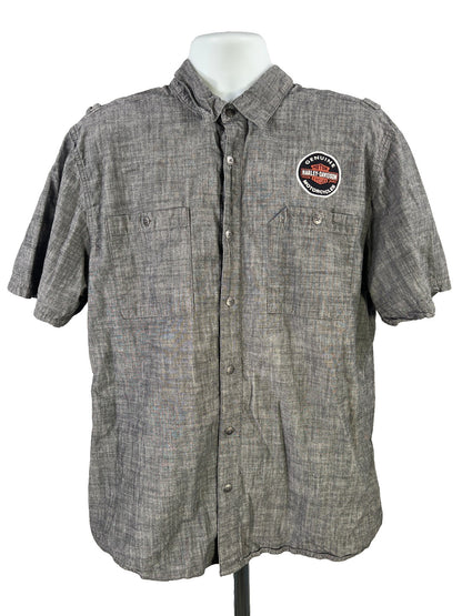 Harley Davidson. Men’s Gray Short Sleeve Button Up Shirt - XL