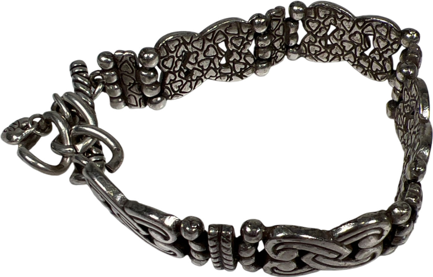 Brighton Silver Tone Manzanita Interlocking Hearts 7” Toggle Bracelet