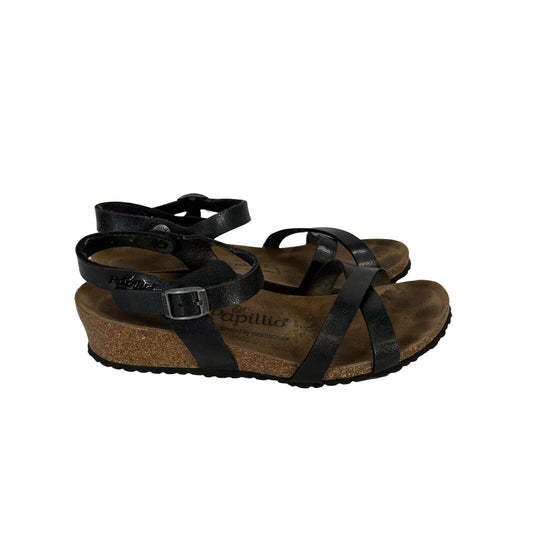 Papillio by Birkenstock Women's Black Strappy Wedge Sandals - 38/ US 7