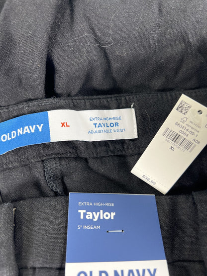 Old Navy Women’s Black Linen Taylor Adjustable Waist 5&quot; Shorts - XL