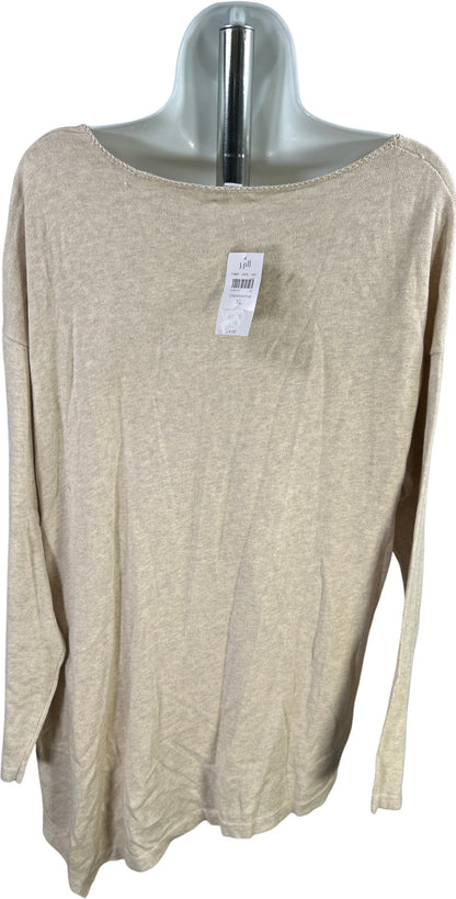 Pure J.Jill Women’s Ivory Long Sleeve Thin Knit V-Neck Sweater - XL
