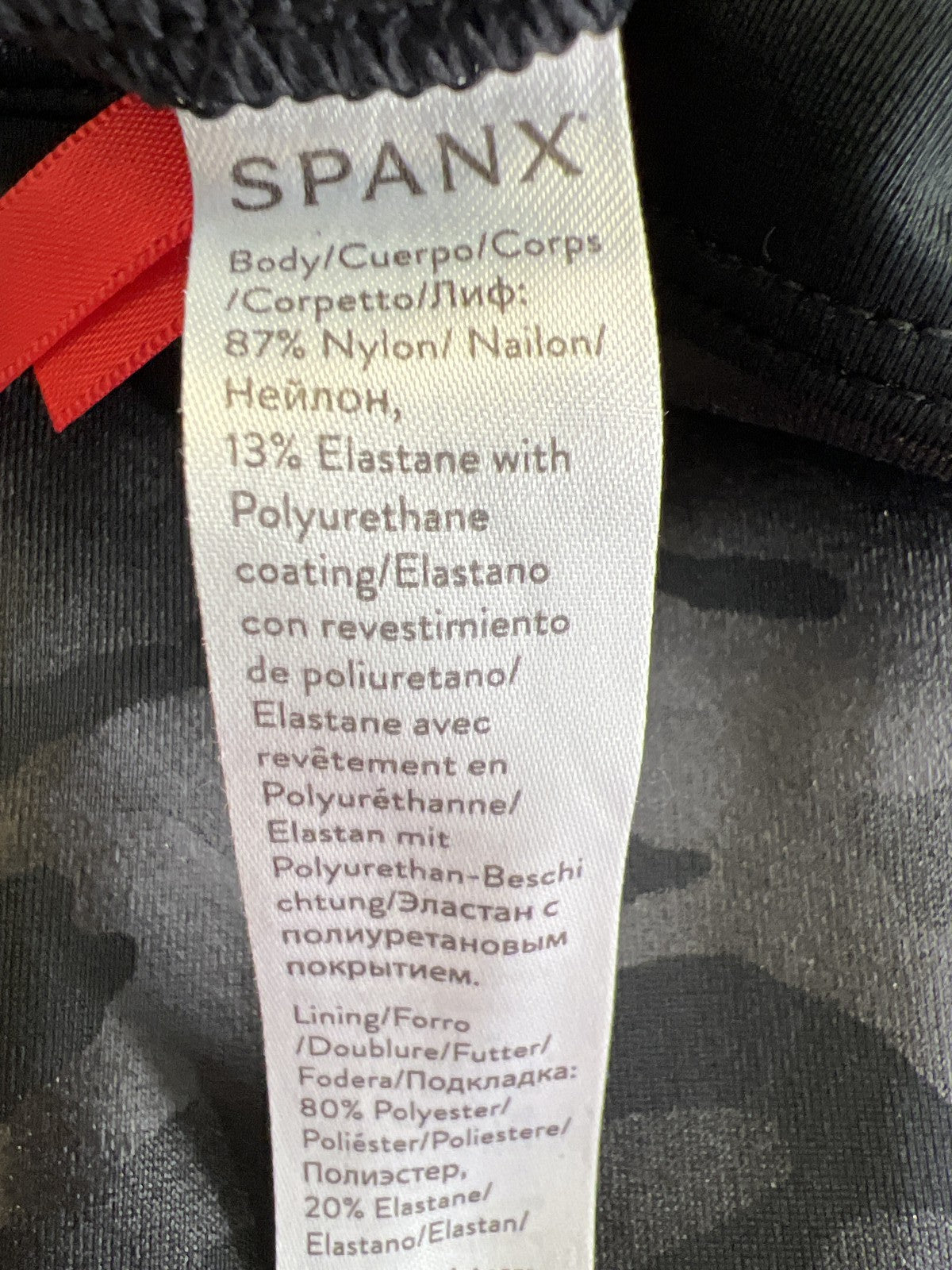 Spanx Women’s Black Faux Leather Camo Leggings - L Petite