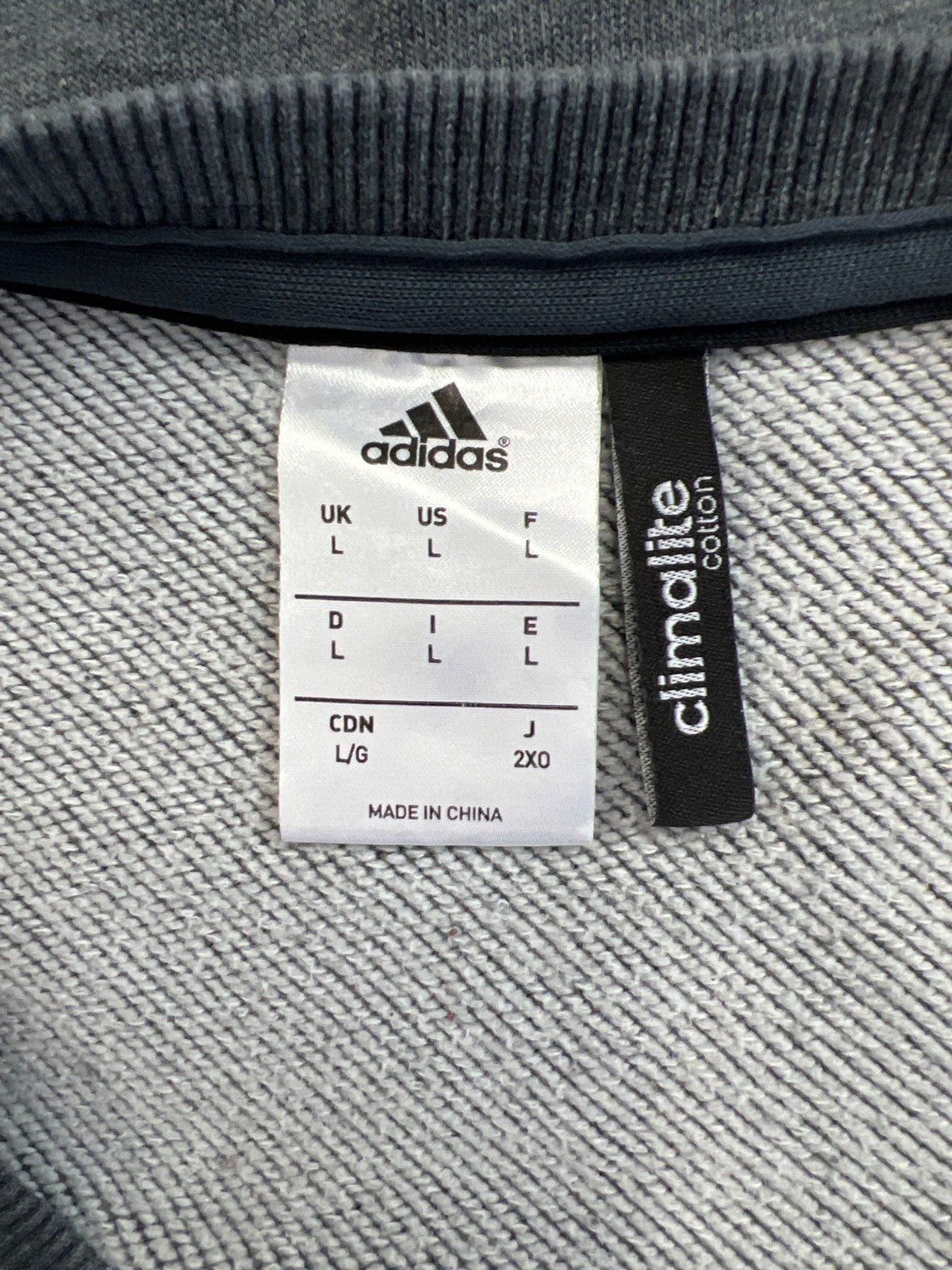 Adidas Men’s Gray Climalite Cotton Crewneck Sweatshirt Pullover - L