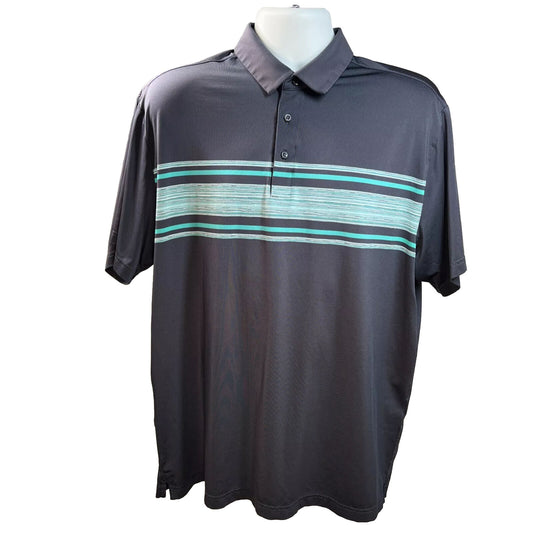 Under Armour Men's Gray/Blue Striped Performance Athletic Polo Shirt -2XL