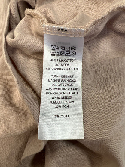 Tahari Women’s Beige Short Sleeve V-Neck T-Shirt - Plus 1X