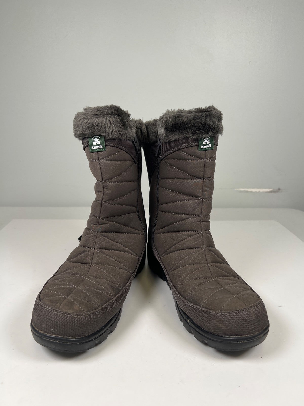 Kamik Women’s Gray Hannah Zip Quilted Waterproof Winter Boots - 8