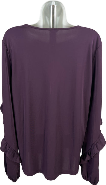 Ann Taylor Women’s Purple Long Ruffle Sleeve Blouse - M