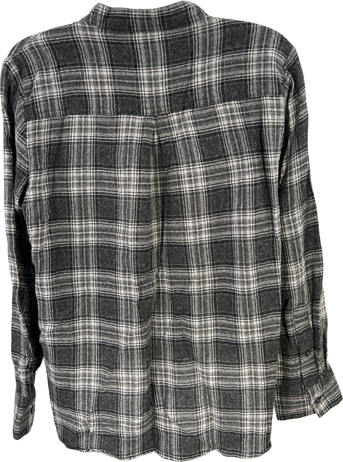 Madewell Women’s Black/Gray Plaid Lace Up Front Long Sleeve Shirt - M