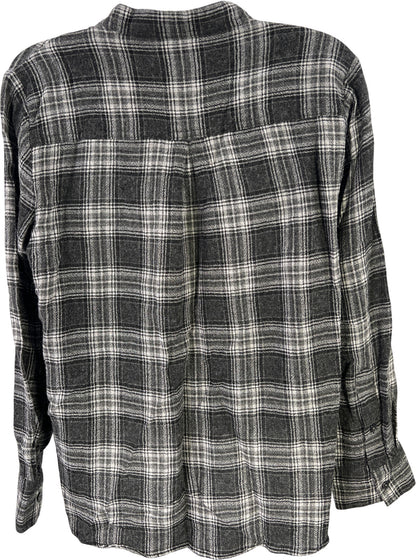 Madewell Women’s Black/Gray Plaid Lace Up Front Long Sleeve Shirt - M
