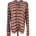 Evereve Women's Brown/Black Striped Long Sleeve Hooded Shirt - S