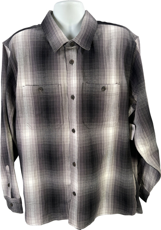 Old Navy Men’s Gray/White Plaid Oversized Twill Shirt Jacket - XXL