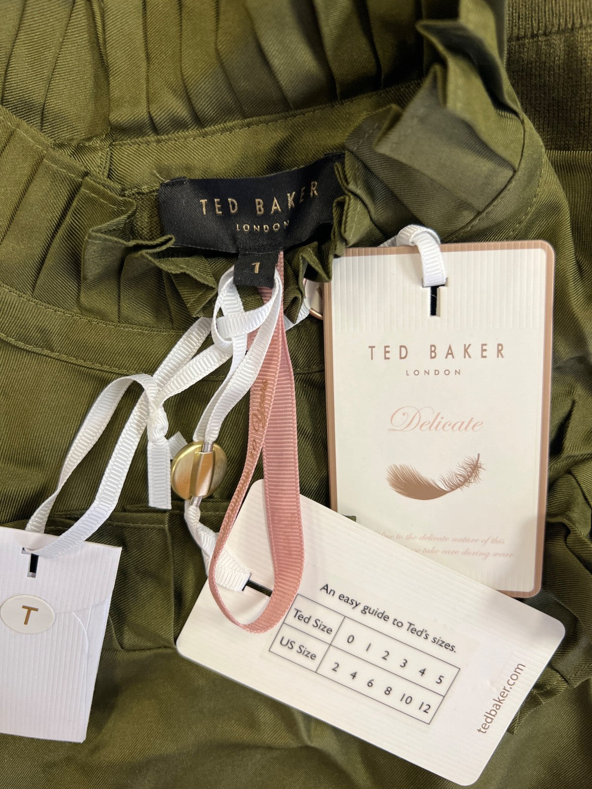 Ted Baker Women’s Green Frill Bib High Neck Long Sleeve Sweater - 1/US 4