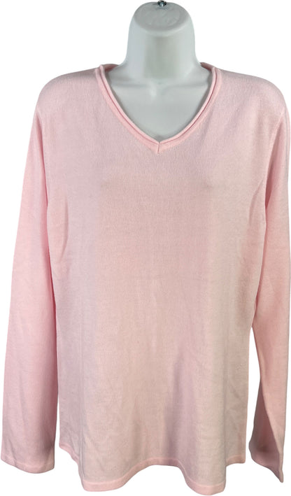 Croft and Barrow Women’s Pink V-Neck Long Sleeve Sweater - XL