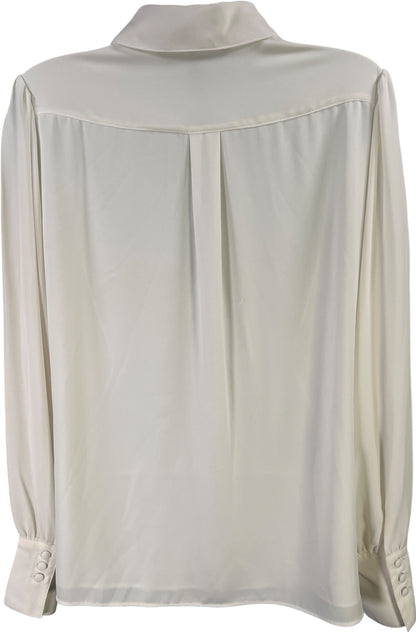 White House Black Market Women’s White/Ivory Lace Front Button Up Blouse - S