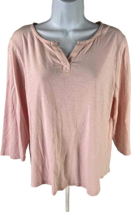 Chico’s Women’s Pink 1/2 Sleeve V-Neck T-Shirt - 1/US M