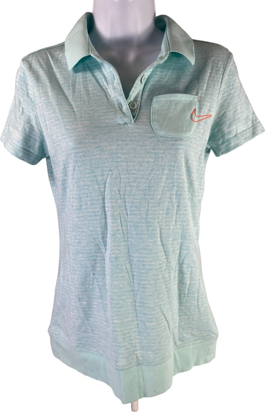 Nike Golf Women’s Blue Striped Short Sleeve Cotton Blend Polo Shirt - S